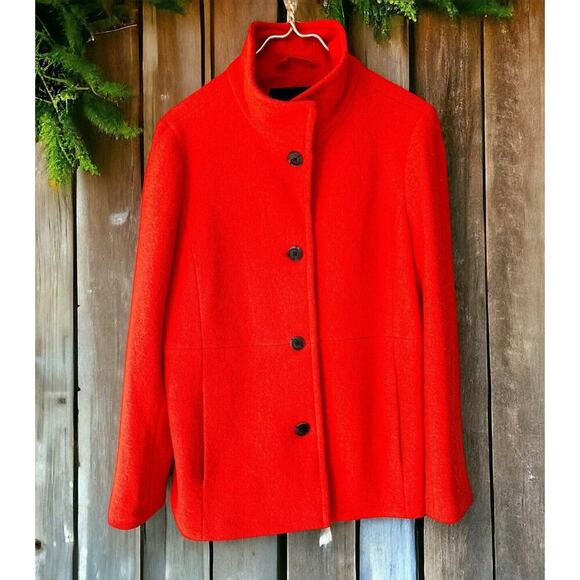 Lands' End Women's Wool Lined Jacket Sz 16 Button Up Pea Coat Mid Length Classic - Picture 2 of 6